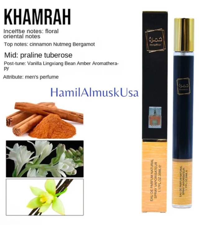 Khamrah By Lattafa Perfume Travel Size 35ML Eau De Parfum Khamrah Unisex Eau de Parfum Pocket Spray  the perfect choice to shine brightly