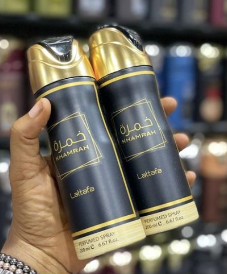 Lattafa Khamrah Body Spray 200ml Warm, Sweet, and Spicy Scent Lattafa Khamrah Perfumed Deodorant 200ml  Unisex Fragrance