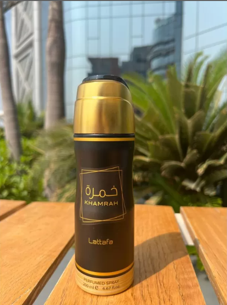 Lattafa Khamrah Body Spray 200ml Warm, Sweet, and Spicy Scent Lattafa Khamrah Perfumed Deodorant 200ml  Unisex Fragrance