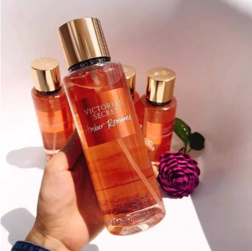 Amber Romance Victoria's Secret for women Body Mist 250ml fragrance known for its warm and sweet scent profile, featuring notes of amber, black cherry, vanilla, and crème anglaise