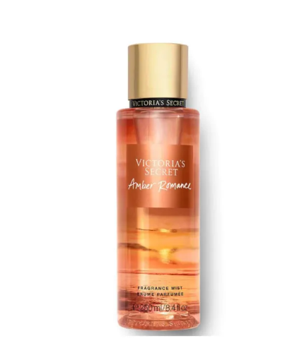 Amber Romance Victoria's Secret for women Body Mist 250ml fragrance known for its warm and sweet scent profile, featuring notes of amber, black cherry, vanilla, and crème anglaise