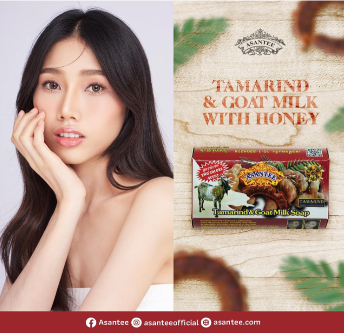 Asantee Taramind & Goat milk herbal soap  Infused with tamarind extract, goat milk, honey, and AHA collagen, this soap offers gentle exfoliation, hydration