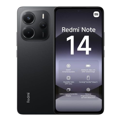 XIAOMI Redmi Note 14 6GB+128GB 6.67" AMOLED 120Hz Display 108MP Camera 5500mAh Battery IP54 Dust and Splash resistant Fingerprint Unlock 33W Fast Charge Smart Phones