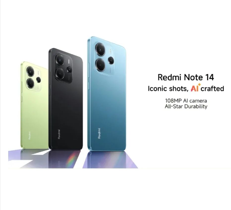 XIAOMI Redmi Note 14 6GB+128GB 6.67" AMOLED 120Hz Display 108MP Camera 5500mAh Battery IP54 Dust and Splash resistant Fingerprint Unlock 33W Fast Charge Smart Phones