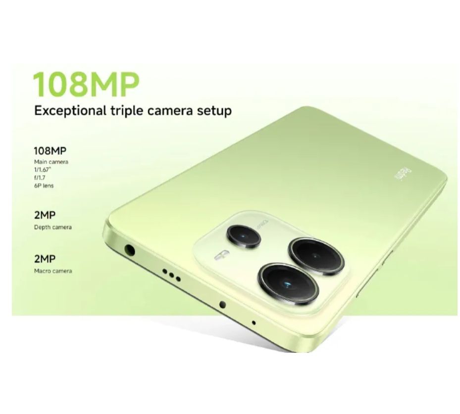 XIAOMI Redmi Note 14 6GB+128GB 6.67" AMOLED 120Hz Display 108MP Camera 5500mAh Battery IP54 Dust and Splash resistant Fingerprint Unlock 33W Fast Charge Smart Phones