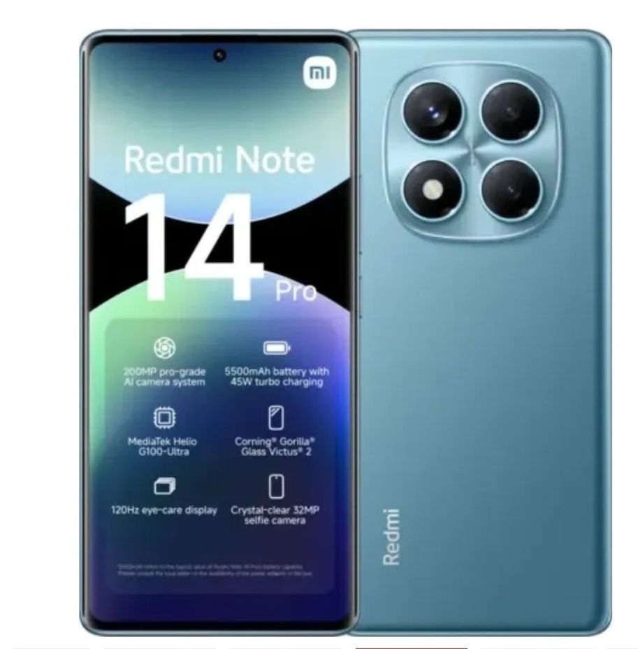 XIAOMI Redmi Note 14 Pro 12GB+512GB 6.67" 120Hz AMOLED Display 200MP Camera IP64 Dust and Splash Resistant 5500mAh Battery Under-display Fingerprint 45W Fast Charging Smart Phones