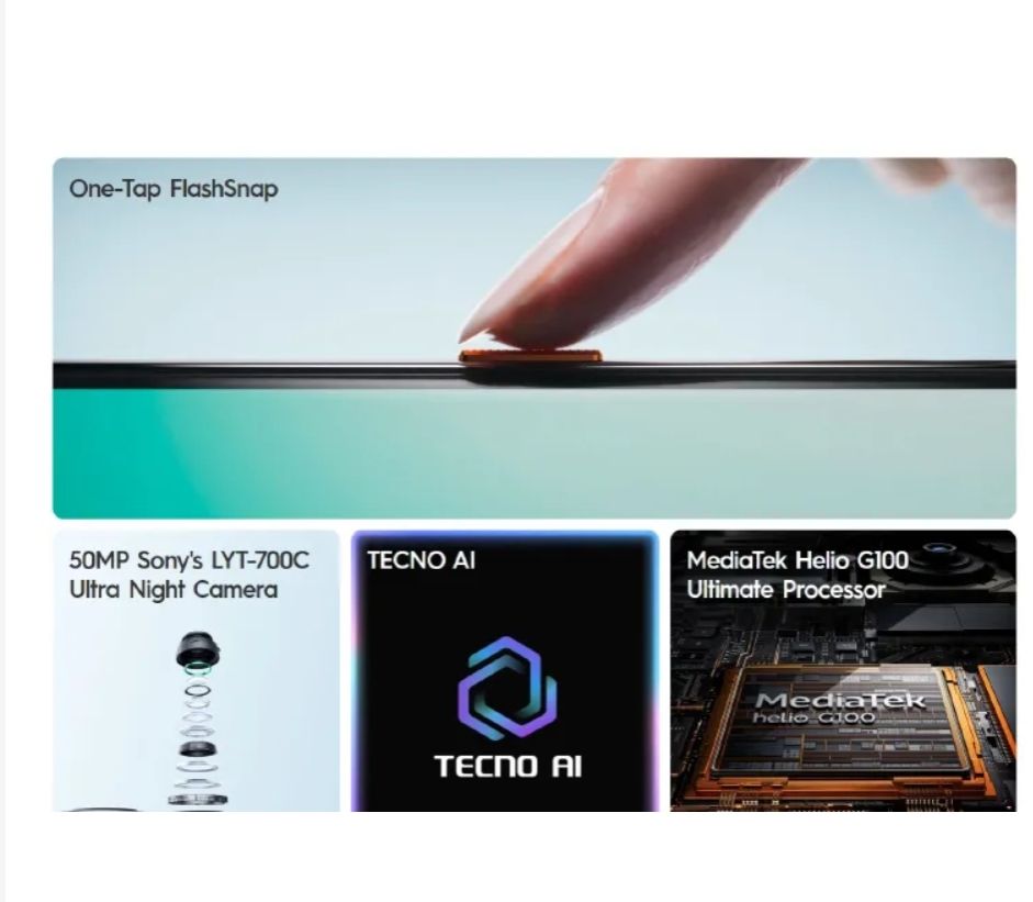 [Anniversary Offer] Tecno Camon 40 256GB+16(8+8)GB RAM 6.78" AMOLED 120Hz Screen MTK Helio G100 Ultimate 45W 5200mAh 50MP Dual Speaker Android 15 Smart Phones Dual Sim phone