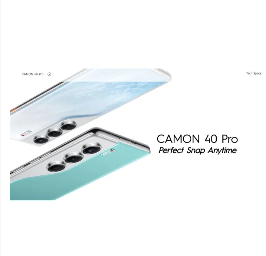 Tecno Camon 40 Pro 256GB ROM+8GB RAM 6.78" 120Hz AMOLED Display 50MP+50MP Camera Corning Gorrila Glass 7i IP68/69 Dust/Water Resistant 5200mAh Battery MTK Helio G100 Ultimate Android Smartphone