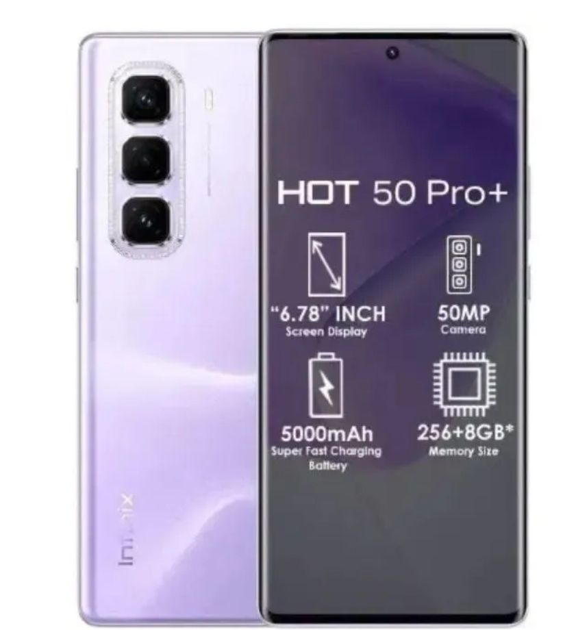 Infinix Hot 50 Pro Plus 128GB+16(8+8)GB 6.7" 3D-Curved AMOLED 120Hz Screen Phone 5000mAh With 33W Type-C 50MP Camera MTK Helio G100 Fingerprint Lock Hot 50 Pro+ Smart Phone