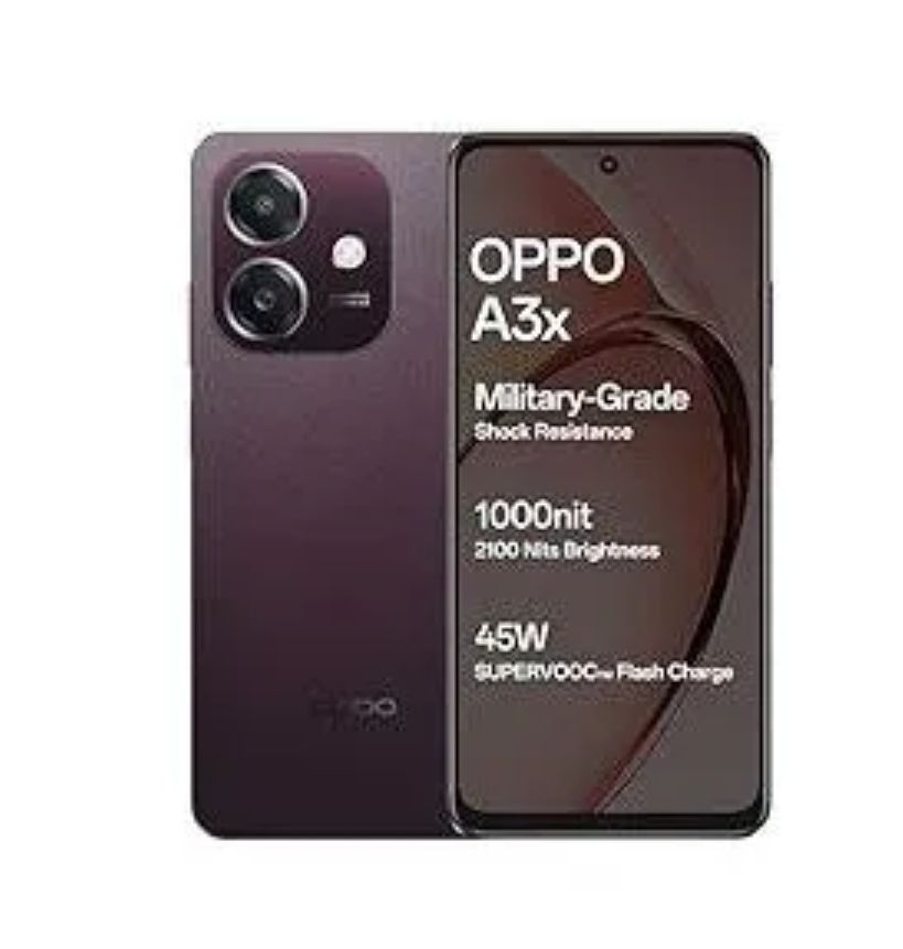 Oppo A3X 128GB+4GB 6.67" 90Hz Display 8MP+5MP Camera Snapdragon 6s 4G Gen 1 Processor 5100mAh Battery 45W Fast Charging IP54 Dust/Water Resistant Android Smartphone Mobile Phone