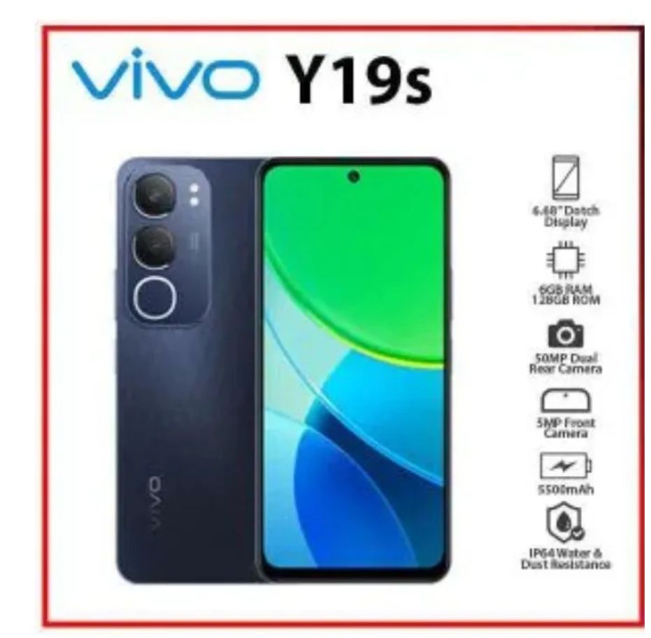 Vivo Y19S 128GB+4GB 6.68 inches 90Hz Display 50MP Camera IP64 Dust and Water-resistant Android 14 Funtouch OS 4G 5500mAh Battery Fingerprint Unlock Smart Phones