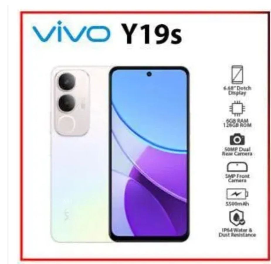 Vivo Y19S 128GB+4GB 6.68 inches 90Hz Display 50MP Camera IP64 Dust and Water-resistant Android 14 Funtouch OS 4G 5500mAh Battery Fingerprint Unlock Smart Phones