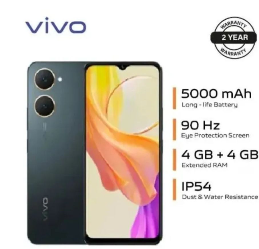 Vivo Y03 128GB+8GB[4+4] 6.56" 90Hz Display Android 4G 5000mAh Smart Phones 1 Years warranty phone IP54 Dust/Water Resistant MTK Helio G85 Processor 13MP Camera 15W Fast Charging Smartphone