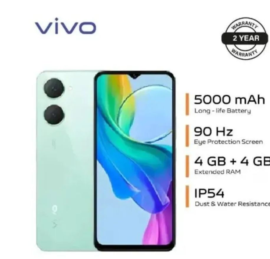 Vivo Y03 128GB+8GB[4+4] 6.56" 90Hz Display Android 4G 5000mAh Smart Phones 1 Years warranty phone IP54 Dust/Water Resistant MTK Helio G85 Processor 13MP Camera 15W Fast Charging Smartphone