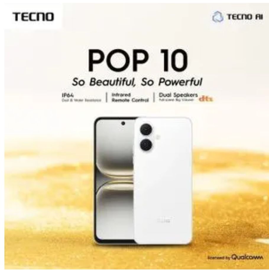 [New Arrival] TECNO POP 10 64GB+6(3+3)GB 4G Network 6.67" 120Hz Hole Screen Dual Speakers IP64 Waterproof 13MP 5000mAh 15W Type-C Android 15 Dual SIM Phone Side Fingerprint Unlock phones