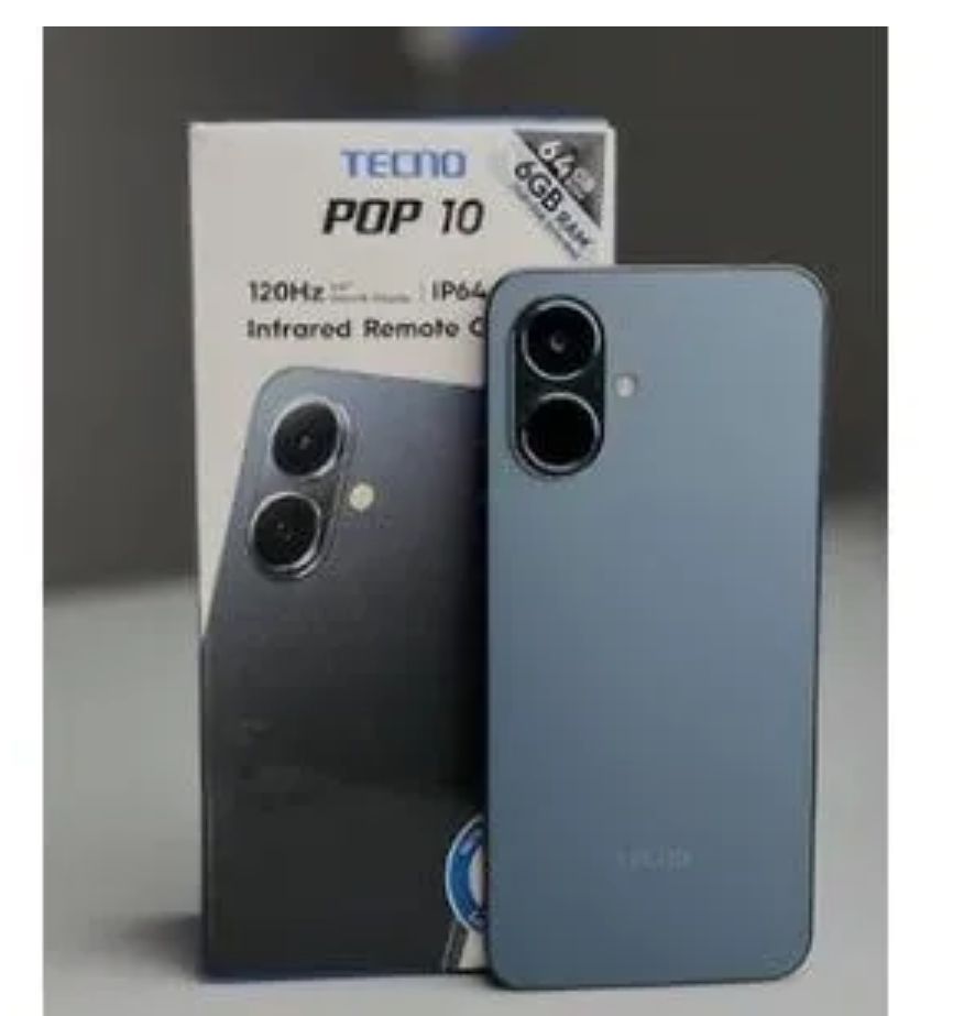 [New Arrival] TECNO POP 10 64GB+6(3+3)GB 4G Network 6.67" 120Hz Hole Screen Dual Speakers IP64 Waterproof 13MP 5000mAh 15W Type-C Android 15 Dual SIM Phone Side Fingerprint Unlock phones
