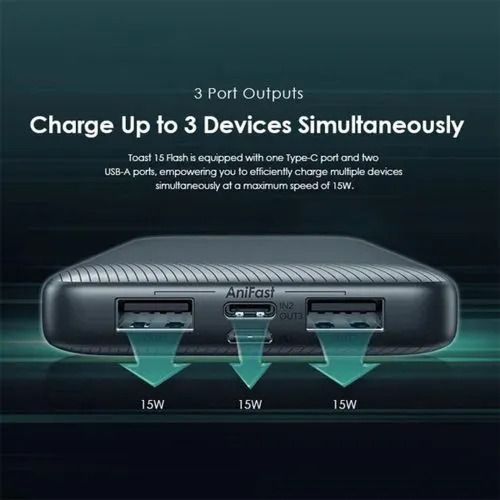 Oraimo Traveler 1100d Power Bank 10000mAh Toast 15 15W Smart Fast Charging Power Bank Type-C (IN/OUT) Universal Compatibility Powerbank Slim&Portable TypeC USB iphone charger cables
