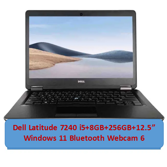 (i5+8GB+256GB)Refurbished Dell Latitude 7240 Laptop |Intel Core i5 | 8GB RAM | 256GB SSD Original Computer | Notebook | 12.5 Inch Display Bluetooth Webcam |Windows 11