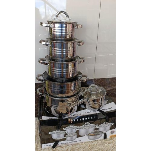 EDENBERG 12pc Edenburg Stainless Steel Cookware