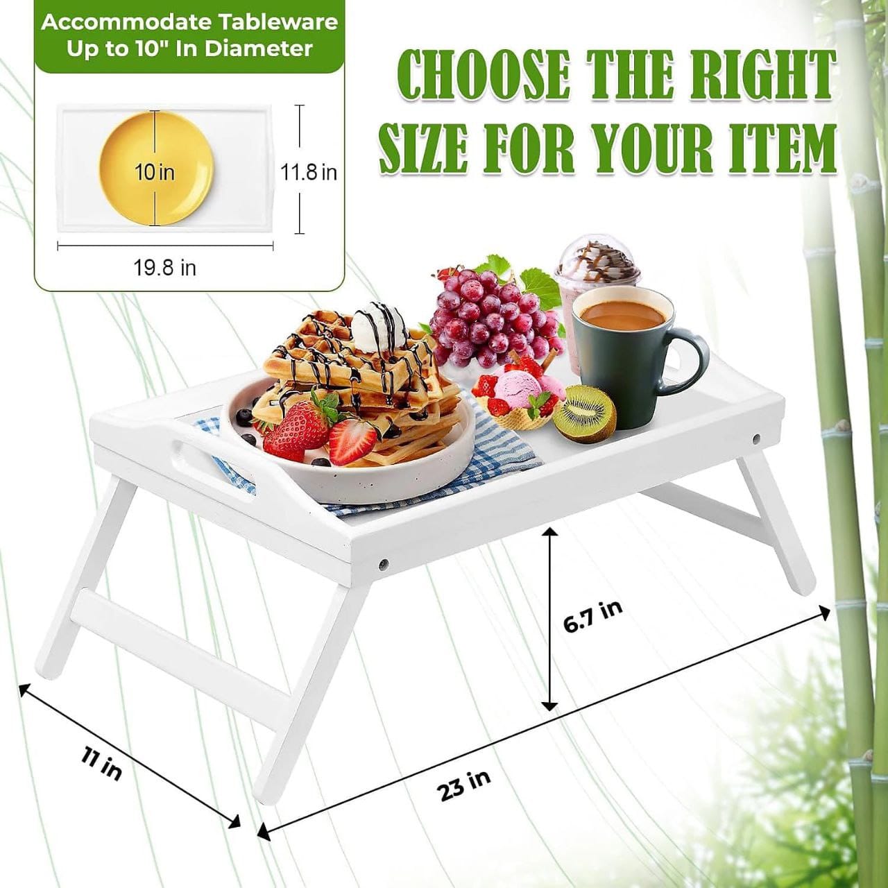 MULTIPURPOSE FOLDABLE BAMBOO TRAY ,BREAKFAST IN BED TRAY OR LAPTOP DESK