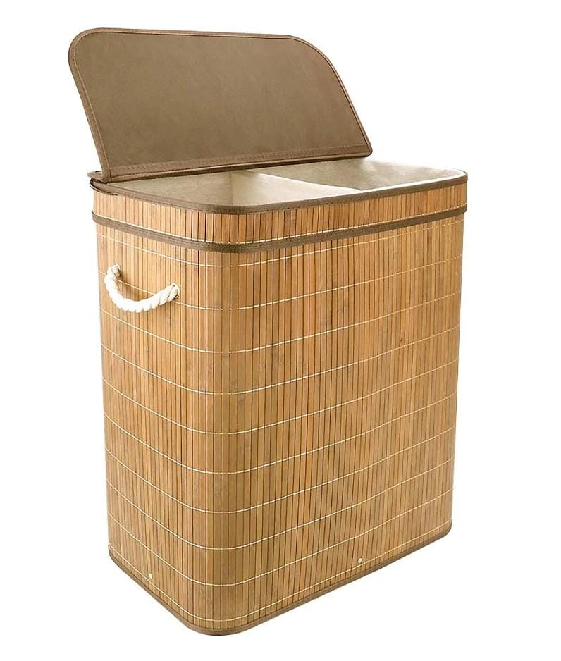 Bamboo Laundry Basket With Flip Lid – Eco-Friendly Hamper For Clothes Storage 100LLaundry Hamper With Lid Bamboo Dirty Clothes Storage Basket With Rope Handle