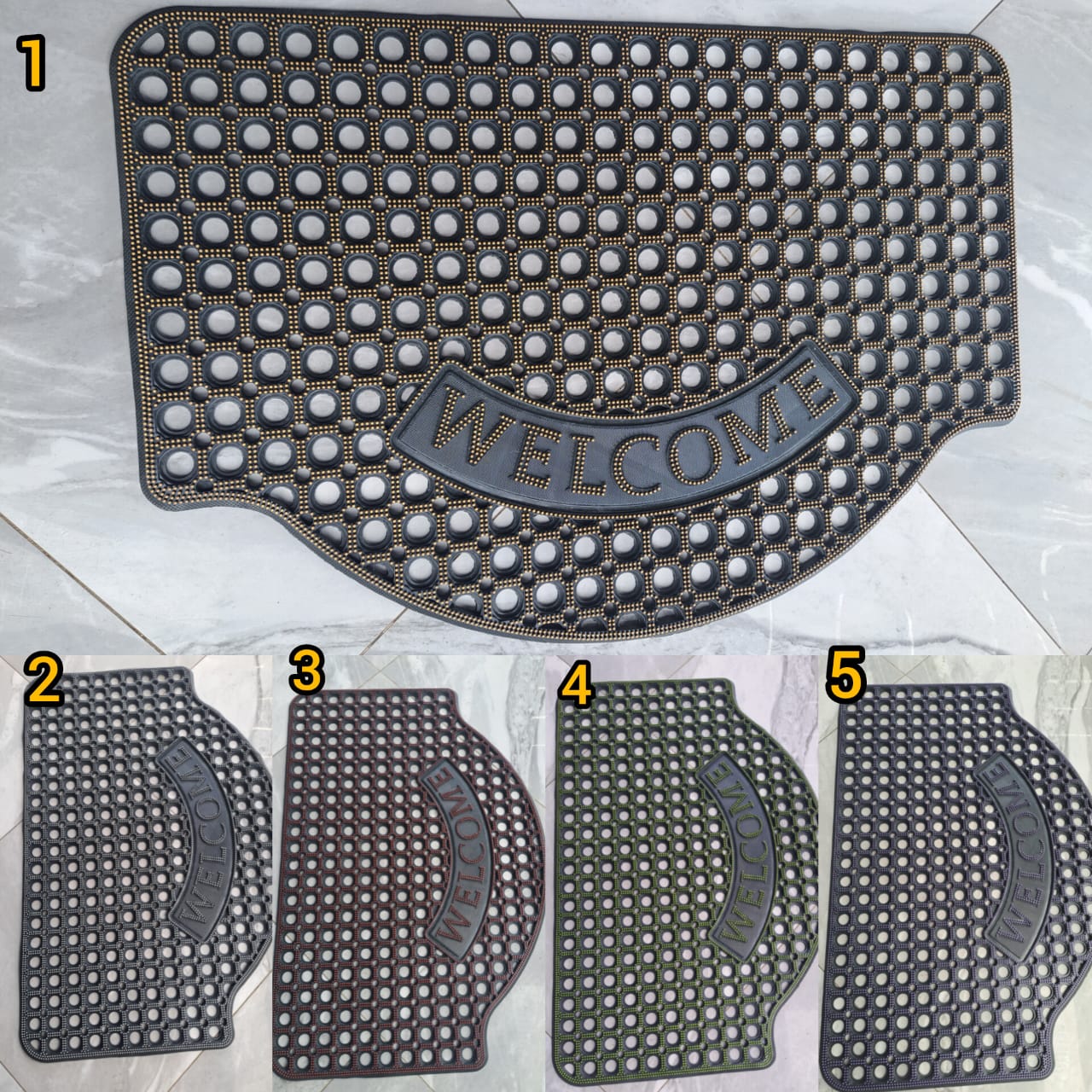 Welcome door /muddy mat big size Large Size Welcome Door Mat - 60x90cm Heavy Duty Anti-Slip Rubber Entrance Mat with Drainage Holes for Outdoor & Indoor Use - Muddy Boot Scraper