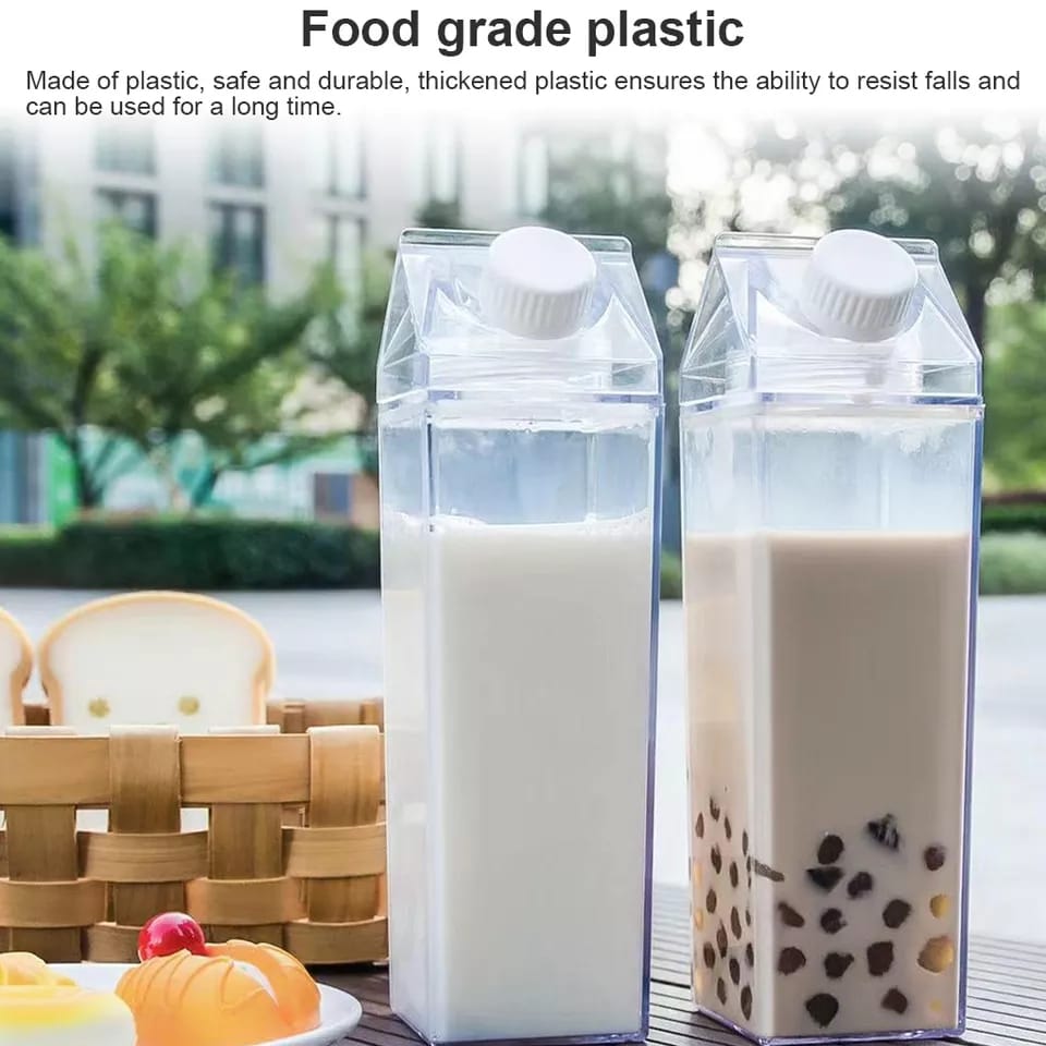 milk bottle Portable Milk Container Reusable Cute Plastic Milk Bottles for Juice Tea Jug Travel Camping Climbing Sports Outdoor Activities Drinking