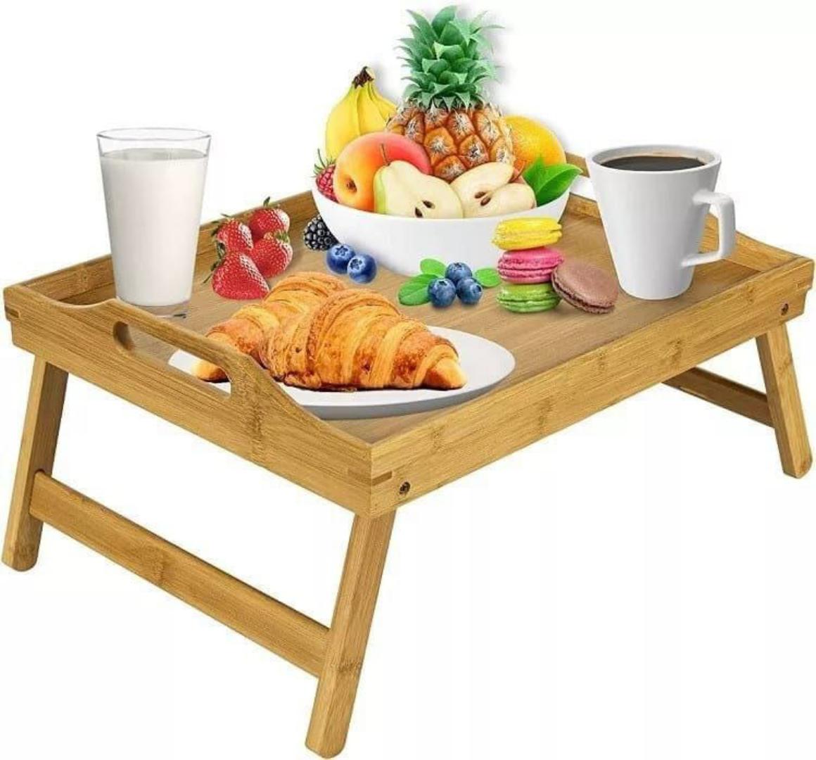 MULTIPURPOSE FOLDABLE BAMBOO TRAY ,BREAKFAST IN BED TRAY OR LAPTOP DESK