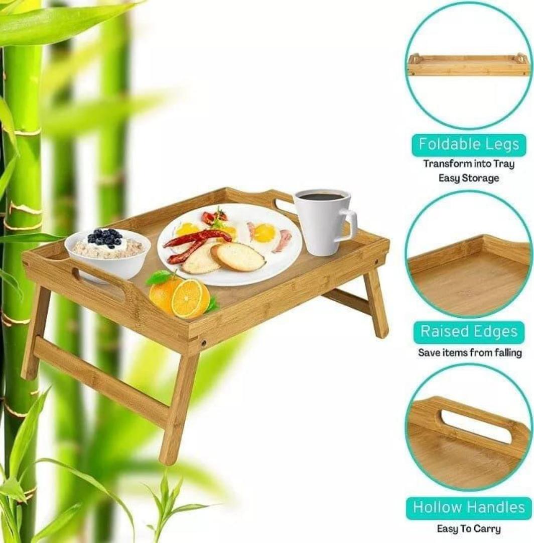 MULTIPURPOSE FOLDABLE BAMBOO TRAY ,BREAKFAST IN BED TRAY OR LAPTOP DESK