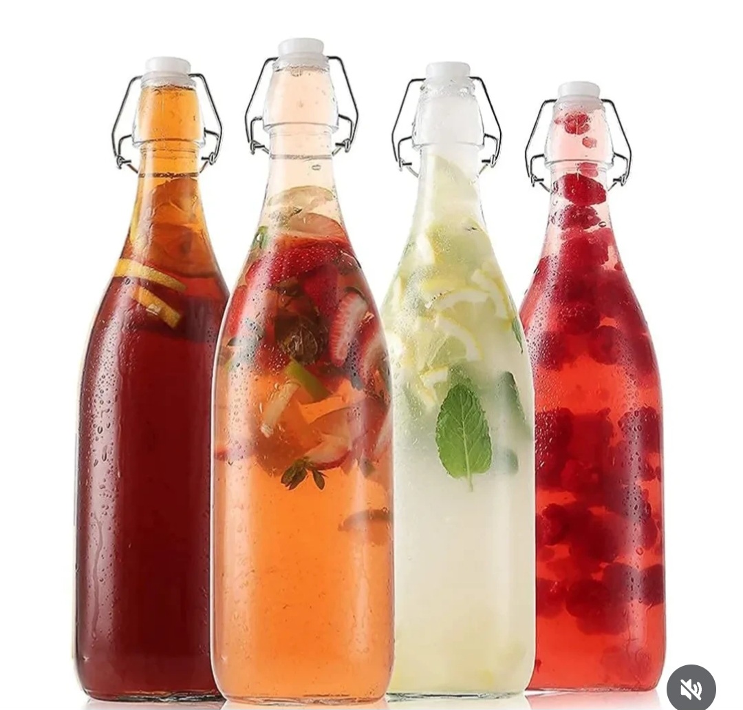 flip top Glass bottle 2l swing Top brewing Bottle with stopper for Beverages oil,vinger,kombucha, Beer, water,soda,kefir, Airtight lid&leak proof cap