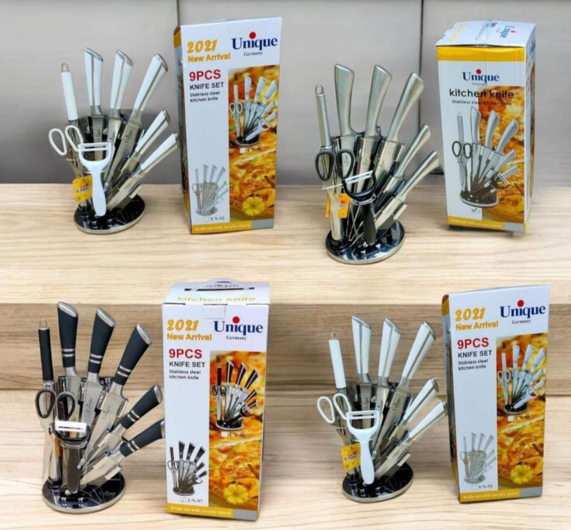unique 9pc stainless steel knife set