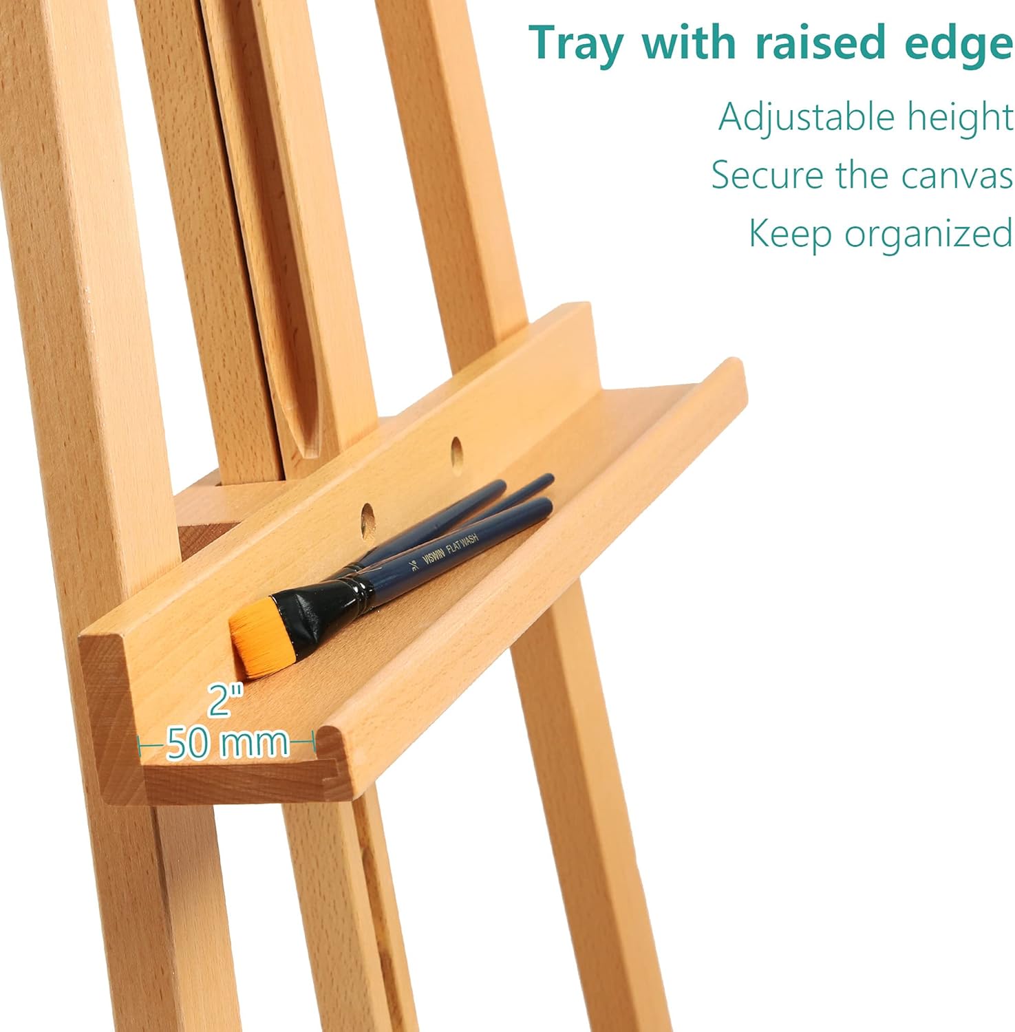 Wooden Easel for Painting & Display, 57"-76" Adjustable Height Beech Wood Easel Stand for Canvas, Sign, Hold Canvas up to 43", Foldable Floor Art Easel for Adults, Artists, Beginners - Natural