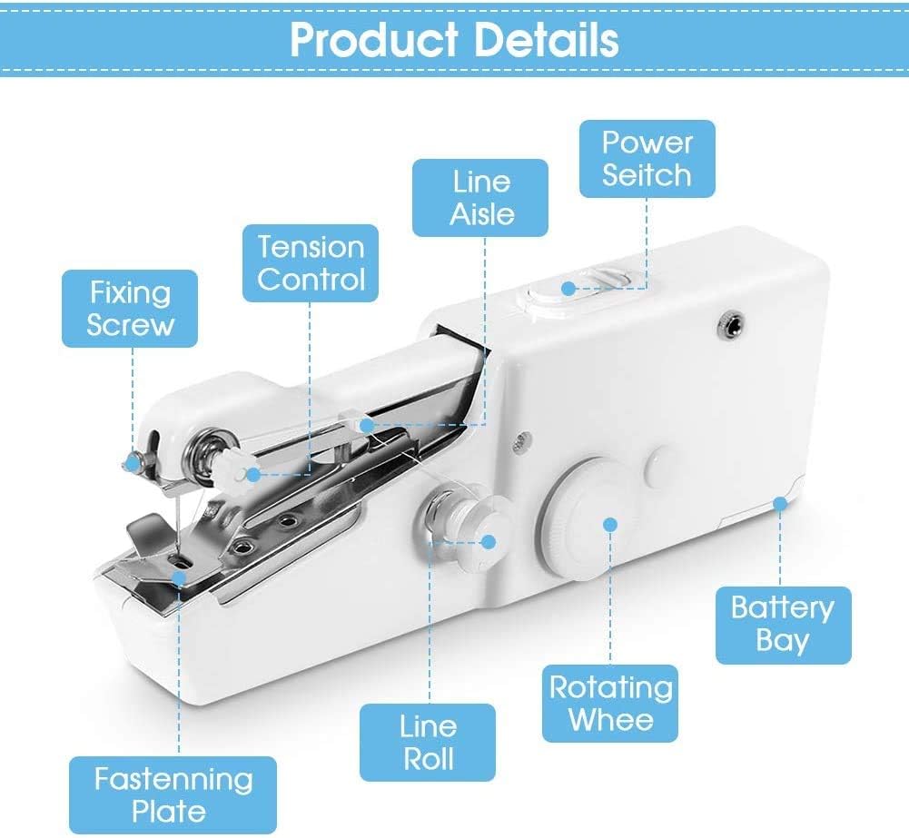 Mini Sewing Machine Handheld Sewing Machine Handheld Sewing Machine Portable Mini Manual Sewing Machine for Home Travel Stitching Quick Repairs, Fabric Leather Sewing, Cordless Small Handy Stitch