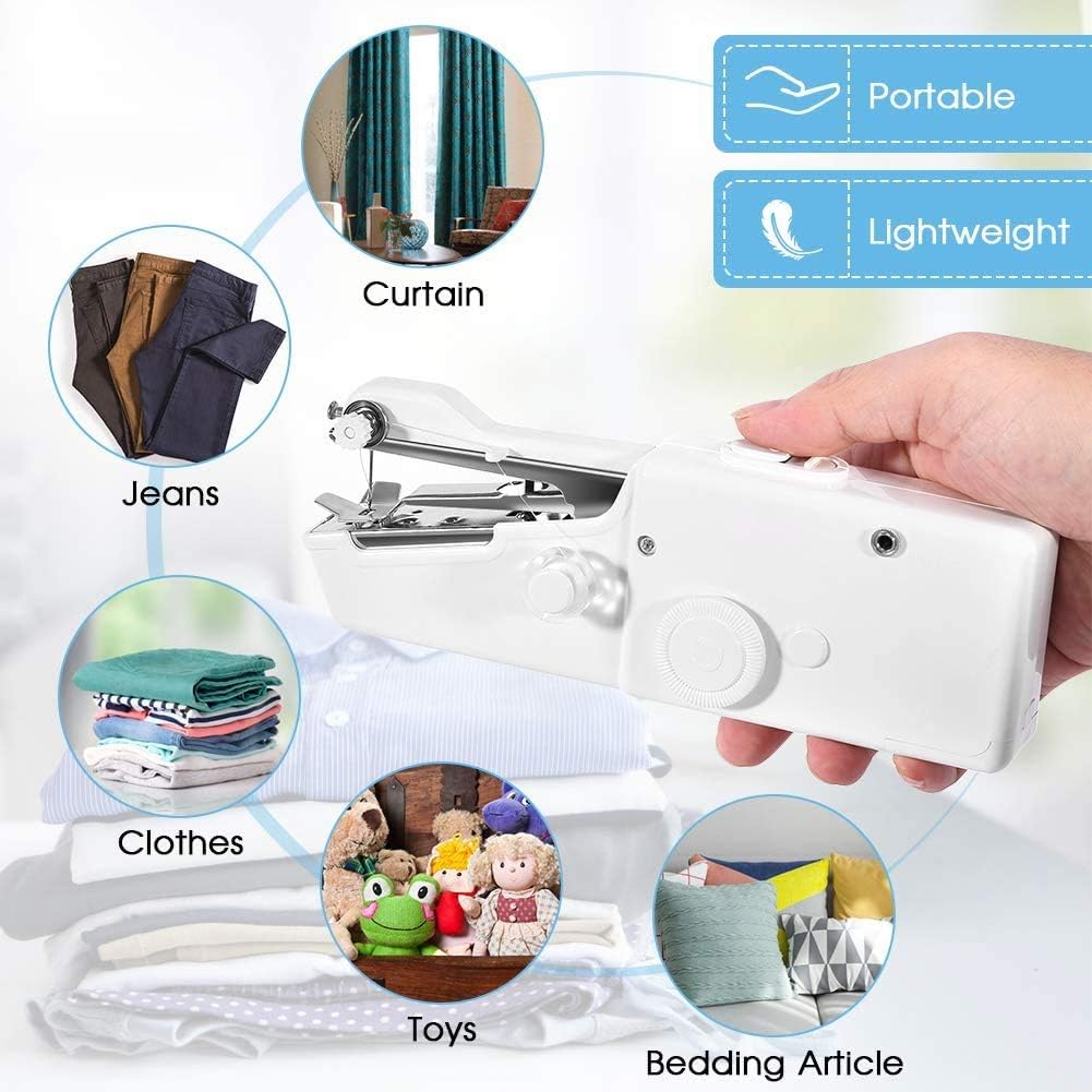 Mini Sewing Machine Handheld Sewing Machine Handheld Sewing Machine Portable Mini Manual Sewing Machine for Home Travel Stitching Quick Repairs, Fabric Leather Sewing, Cordless Small Handy Stitch