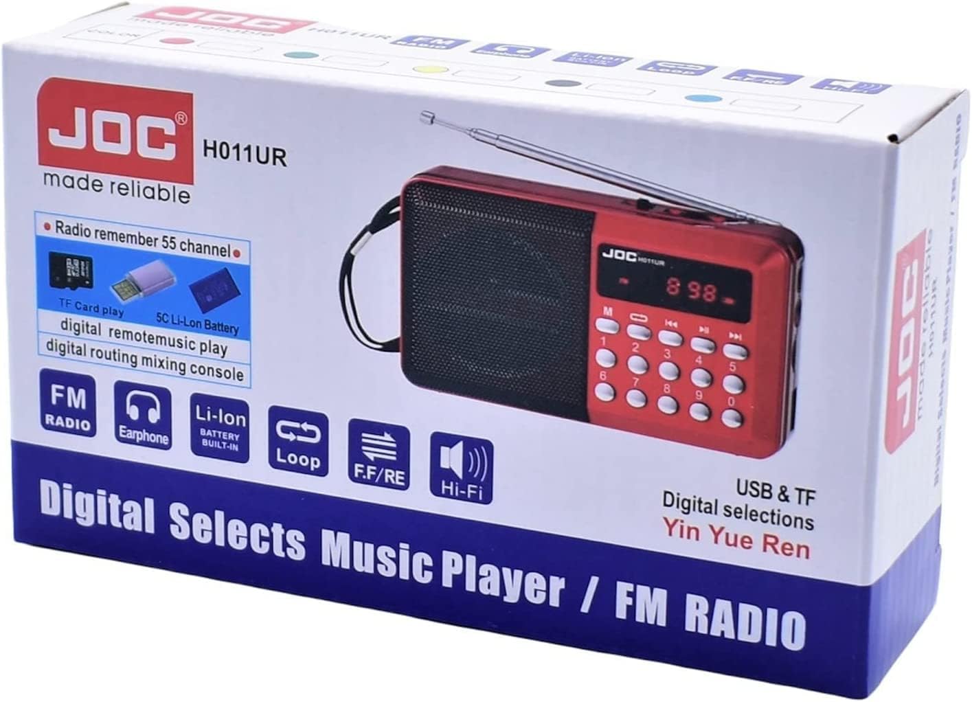 Joc Radio JOC high with TF and USB slots, Joc Fm Radio Rechargeable Digital Music Player/Fm Radio + USB