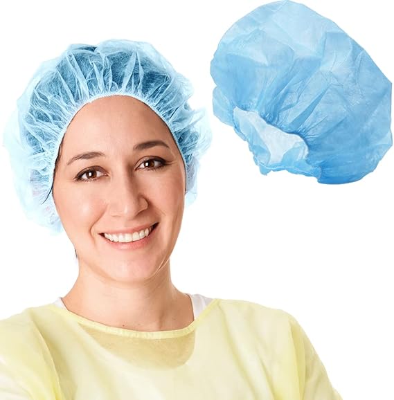 Disposable Hair Nets Caps, Spun-Bounded Poly, Hair Head Cover Net Disposable Bouffant Caps | 24 Inch | 100pc Pack | Premium Handmade Hair Covers | Head Nets | Non-woven