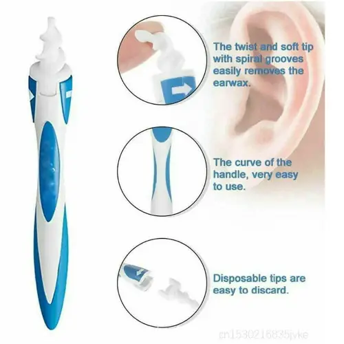 Ear Wax Remover, Q Grips Earwax Removal-Spiral Ear Wax Removal Tool, Reusable Earwax Removal Kit Safe Ear Cleaner with Soft and Flexible Replacement
