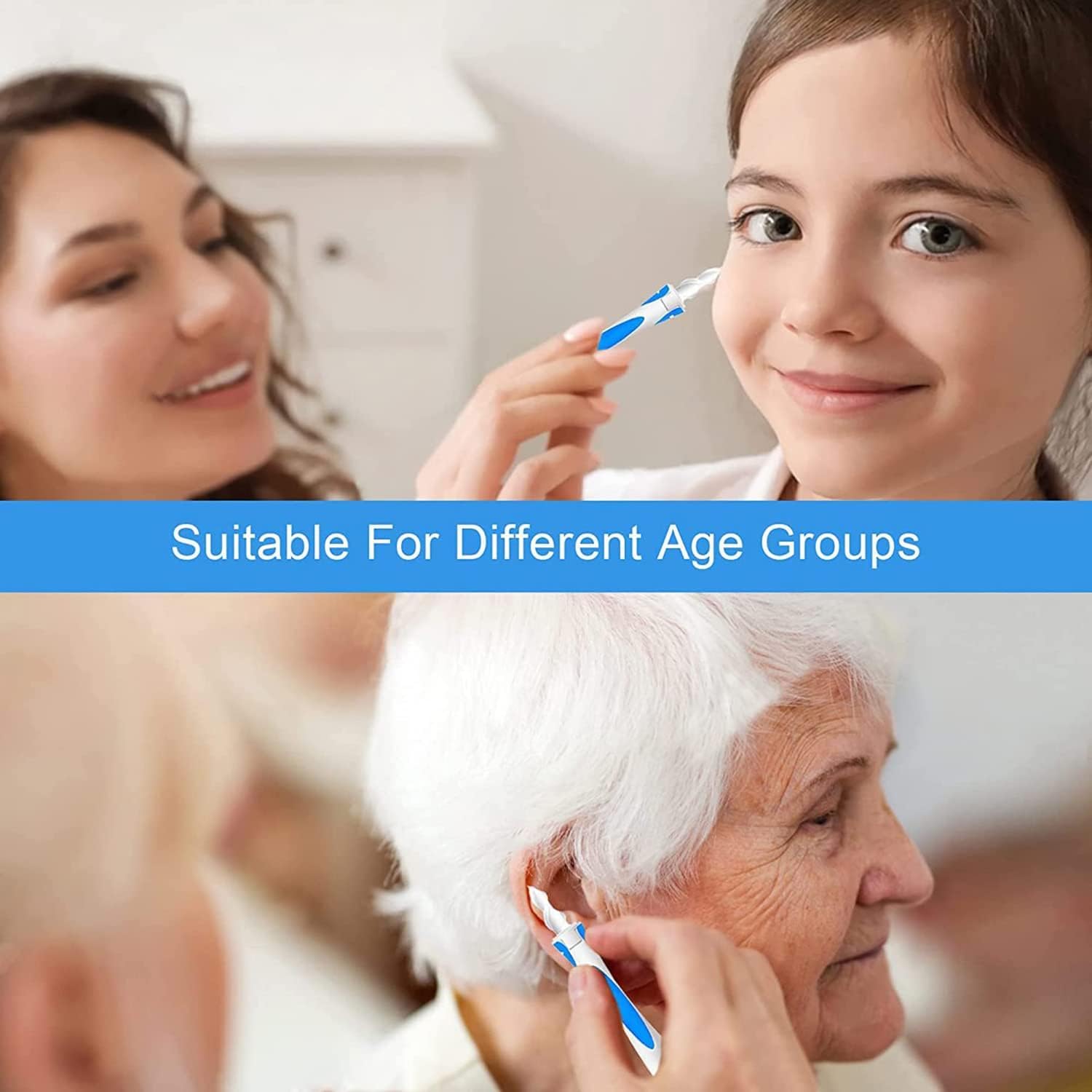 Ear Wax Remover, Q Grips Earwax Removal-Spiral Ear Wax Removal Tool, Reusable Earwax Removal Kit Safe Ear Cleaner with Soft and Flexible Replacement