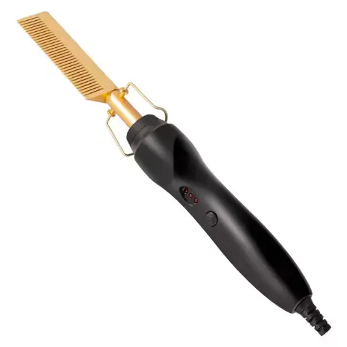 Electric Hot Comb, Hair Straightener for Wig, 3 Grades Temperature Straightening Brush for Thick Afro Hair, Beard, Hot Anti-Scald Portable Curling Flat Iron, Salon for Home