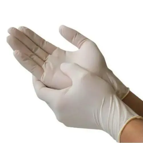 Latex Powdered Examination Disposable Hand Gloves - Medium, White, Pack of 100 | Natural White Latex, Eco-Friendly, Durable, 100-Pack, for Medical, Kitchen, Household Use