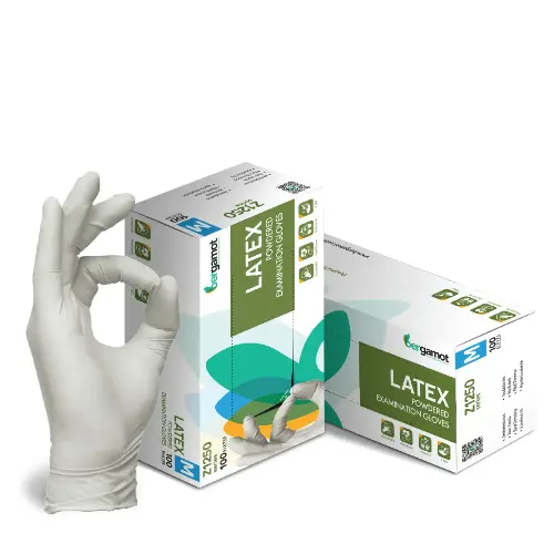 Latex Powdered Examination Disposable Hand Gloves - Medium, White, Pack of 100 | Natural White Latex, Eco-Friendly, Durable, 100-Pack, for Medical, Kitchen, Household Use