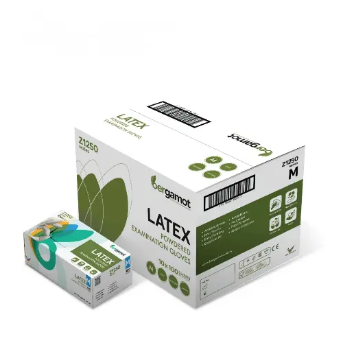 Latex Powdered Examination Disposable Hand Gloves - Medium, White, Pack of 100 | Natural White Latex, Eco-Friendly, Durable, 100-Pack, for Medical, Kitchen, Household Use