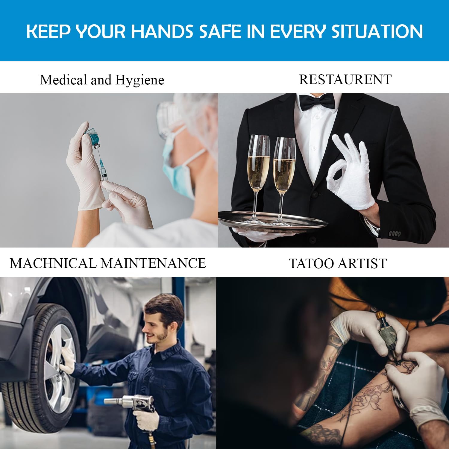 Latex Powdered Examination Disposable Hand Gloves - Medium, White, Pack of 100 | Natural White Latex, Eco-Friendly, Durable, 100-Pack, for Medical, Kitchen, Household Use