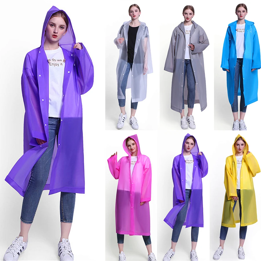 Waterproof Rain jacket with hood, 1 Pc Reusable Rain Cape Portable Raincoat for Women and Men, Rain Poncho Adults with Caps Raincoat for Concert Festival Walking Tours, Black, One size plus