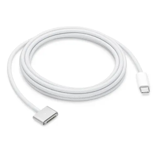 Cable USB Type C to MagSafe 3 for Apple MacBook 2 metres USB-C to Mag-Safe 3 Cable White, with Cable Strap Holder Lanyard, Compatible with MagSafe 3