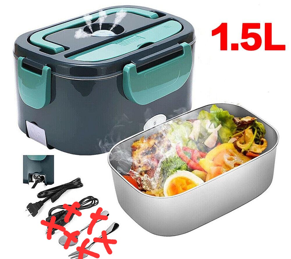 Electric Lunch Box Food Heater 60W, Portable Food Warmer Self Heating Lunch Box,110V Heated Lunch Box for Adults Car/Truck/Work, 1.5L Removable 304 SS Container