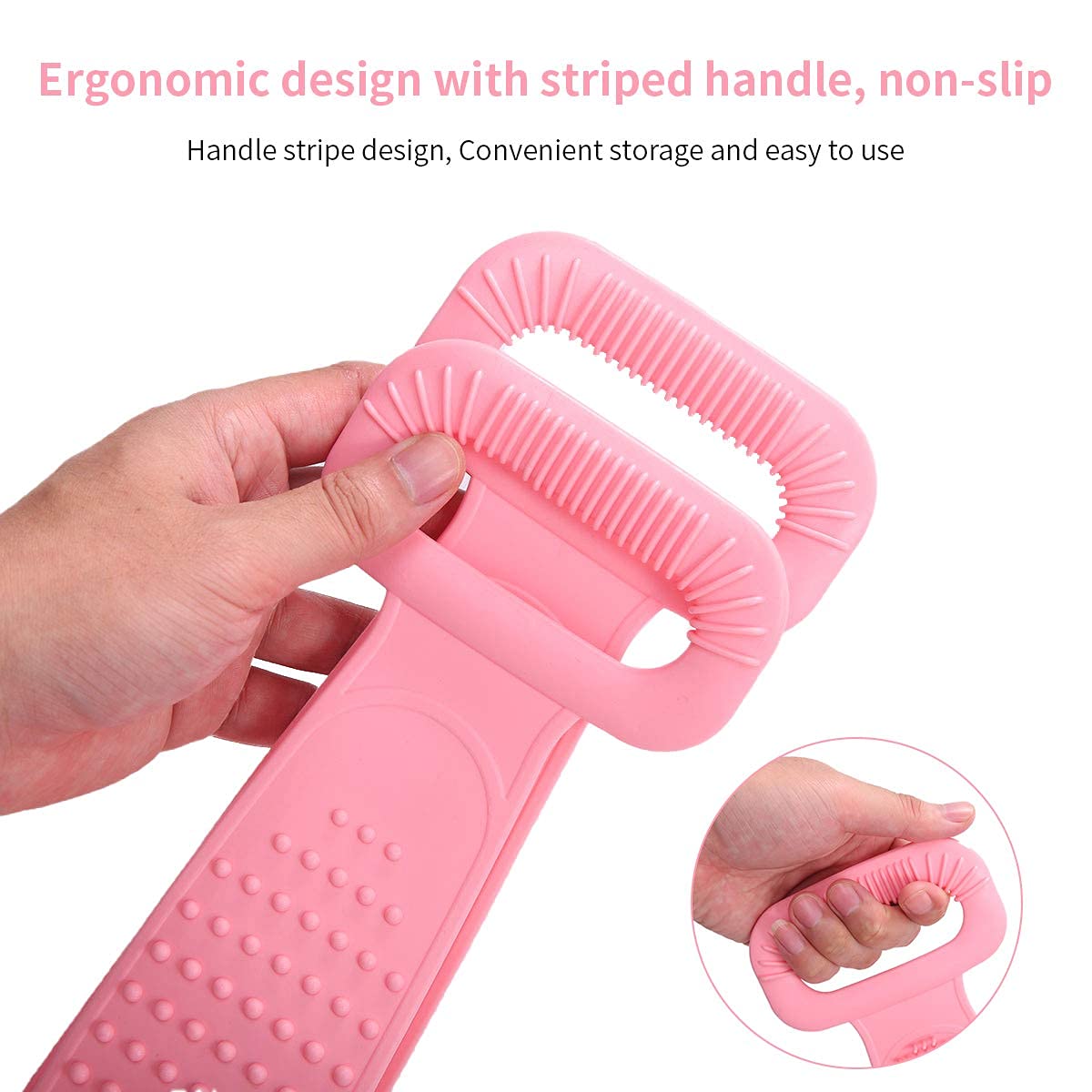 Extra Long Double Sided Silicone Back Scrubber for Bathing and Shower 2pcs Silicone back scrub bathing brush strip