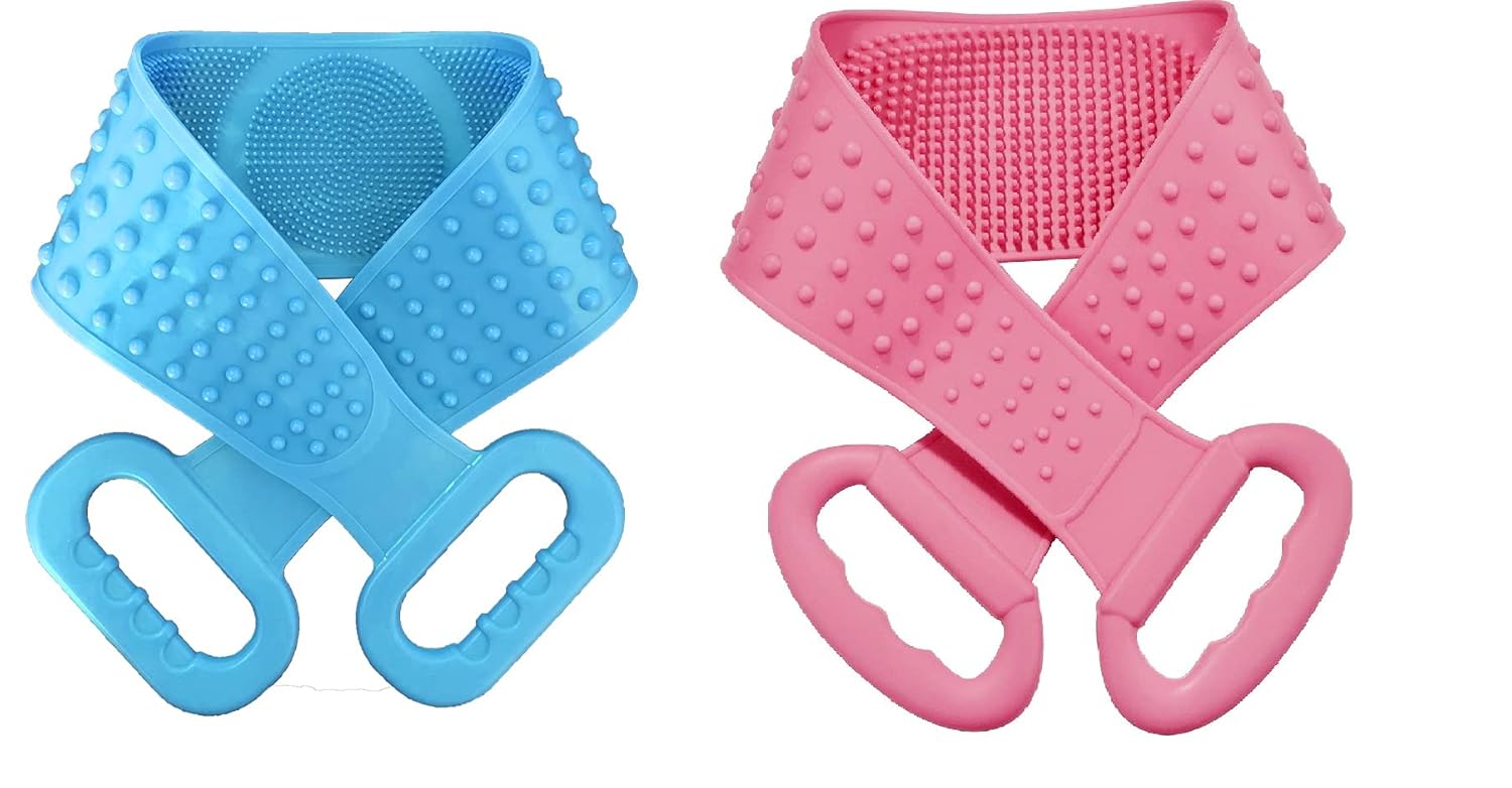 Extra Long Double Sided Silicone Back Scrubber for Bathing and Shower 2pcs Silicone back scrub bathing brush strip