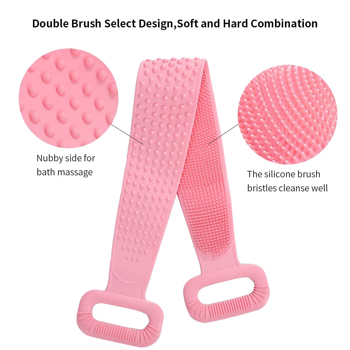 Extra Long Double Sided Silicone Back Scrubber for Bathing and Shower 2pcs Silicone back scrub bathing brush strip