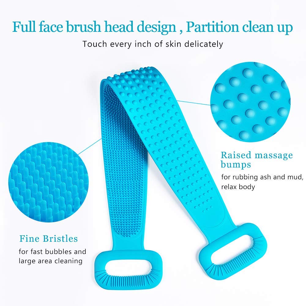 Extra Long Double Sided Silicone Back Scrubber for Bathing and Shower 2pcs Silicone back scrub bathing brush strip
